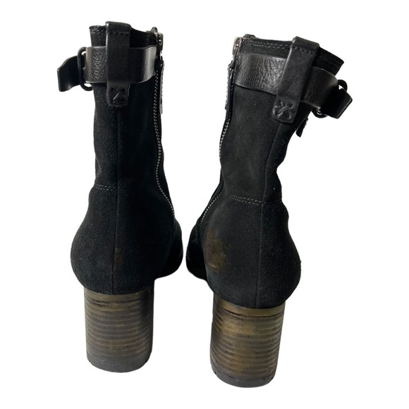 Trask Madison Black Suede Lug Sole Block Heel Booties Women’s 11 - Picture 6 of 12